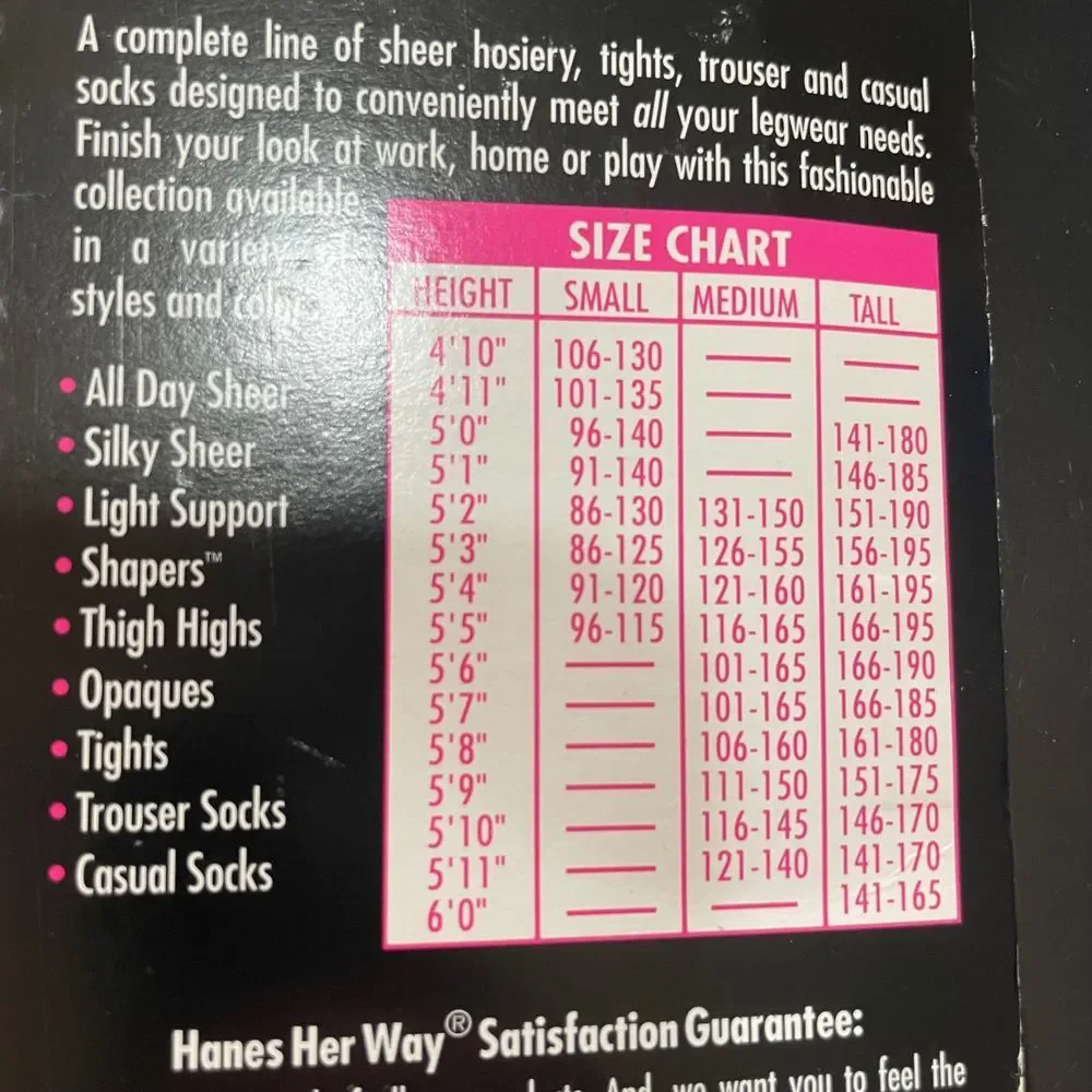 Hanes HerWay All Day Sheer Control Top Pantyhose Off Black & Gray‎ Tall